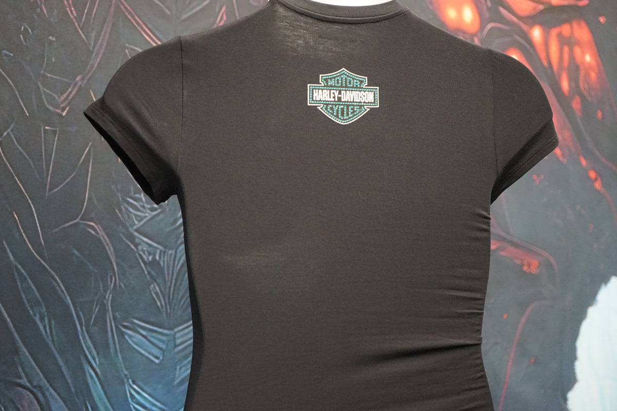 Women's Ombre Bling Side Ruched Top - Harley Black