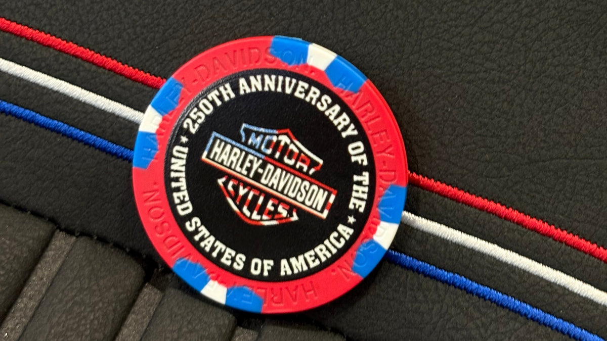 MOTHMAN HARLEY-DAVIDSON 250TH POKER CHIP - RW&B