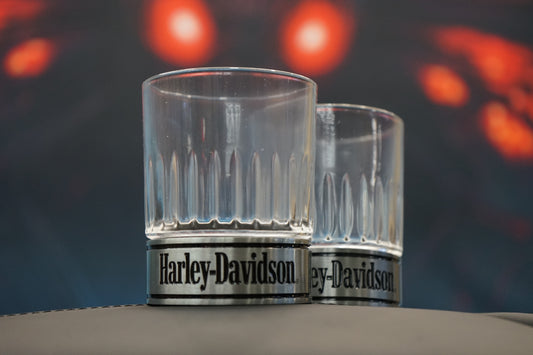 Harley-Davidson Metal Base Rocks Glass Set