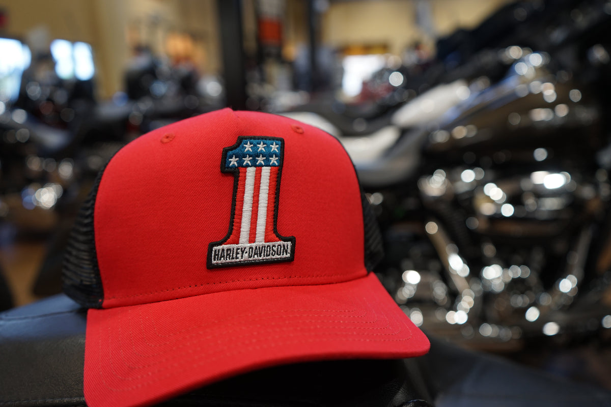 H-D #1 TRUCKER HAT RED/BLACK