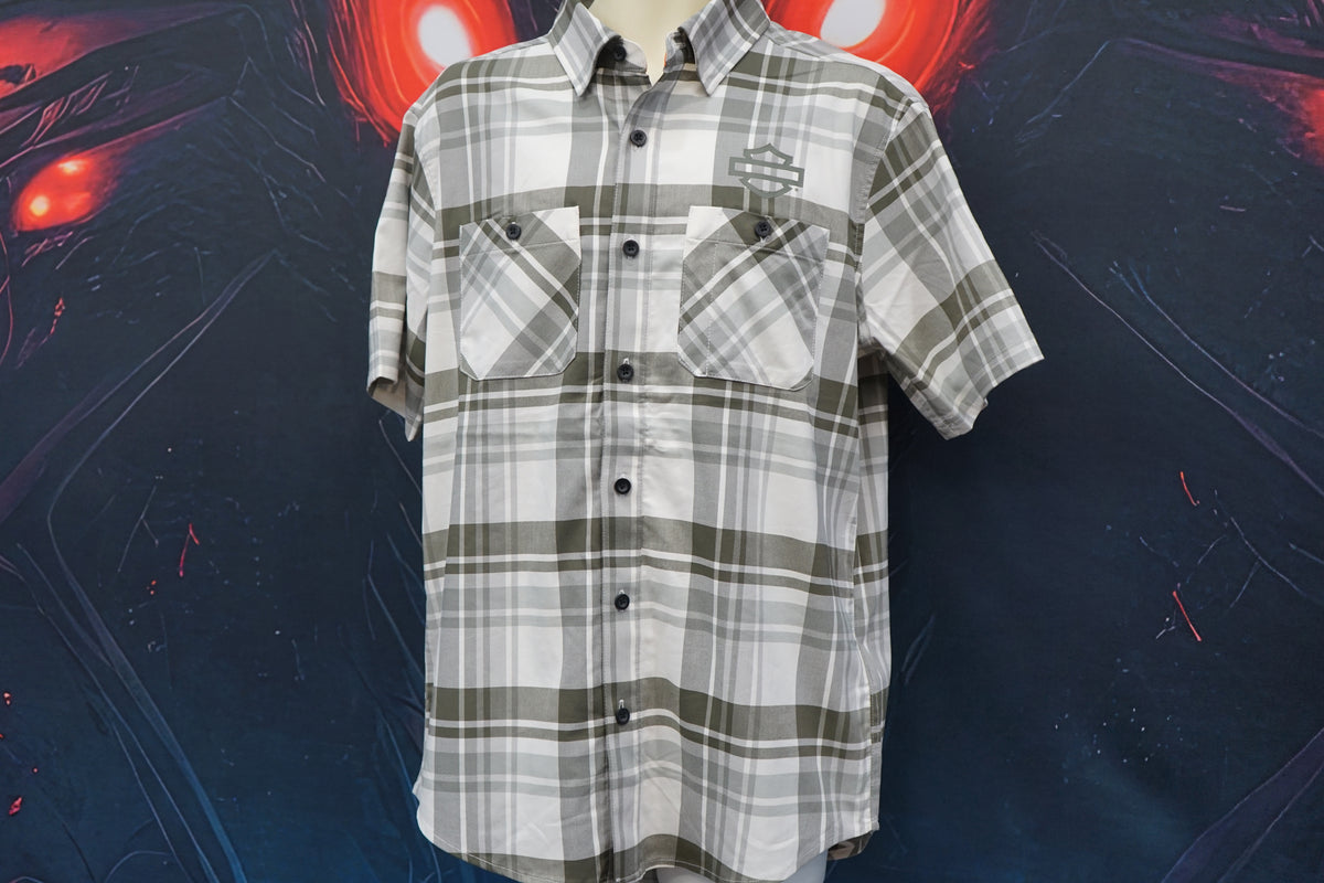 Men's H-D TECH COOLMAX Plaid Shirt - Cloud Dancer & Grape Leaf