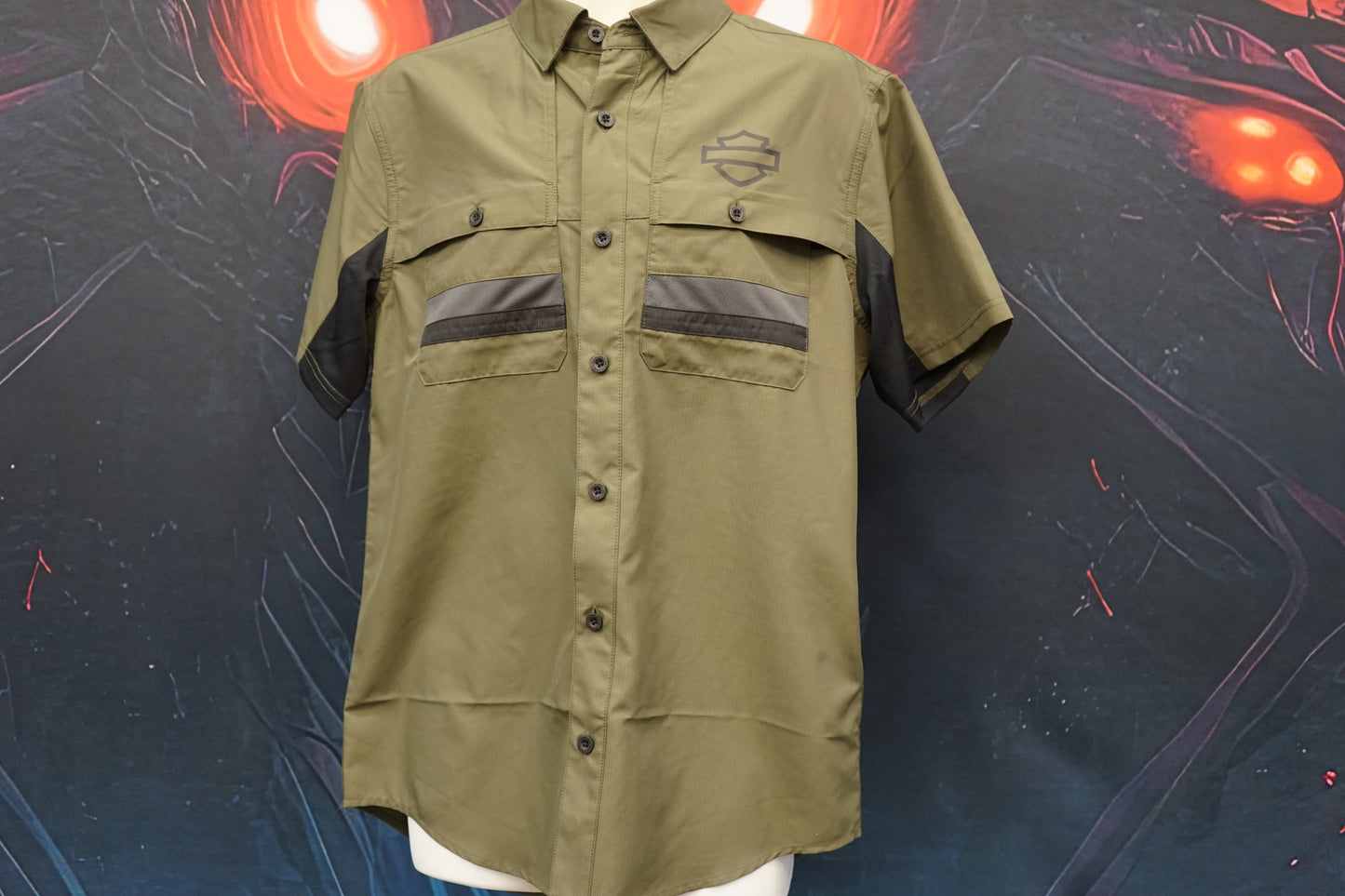 Men's H-D TECH Vented Short Sleeve Shirt - Grape Leaf & Harley Black